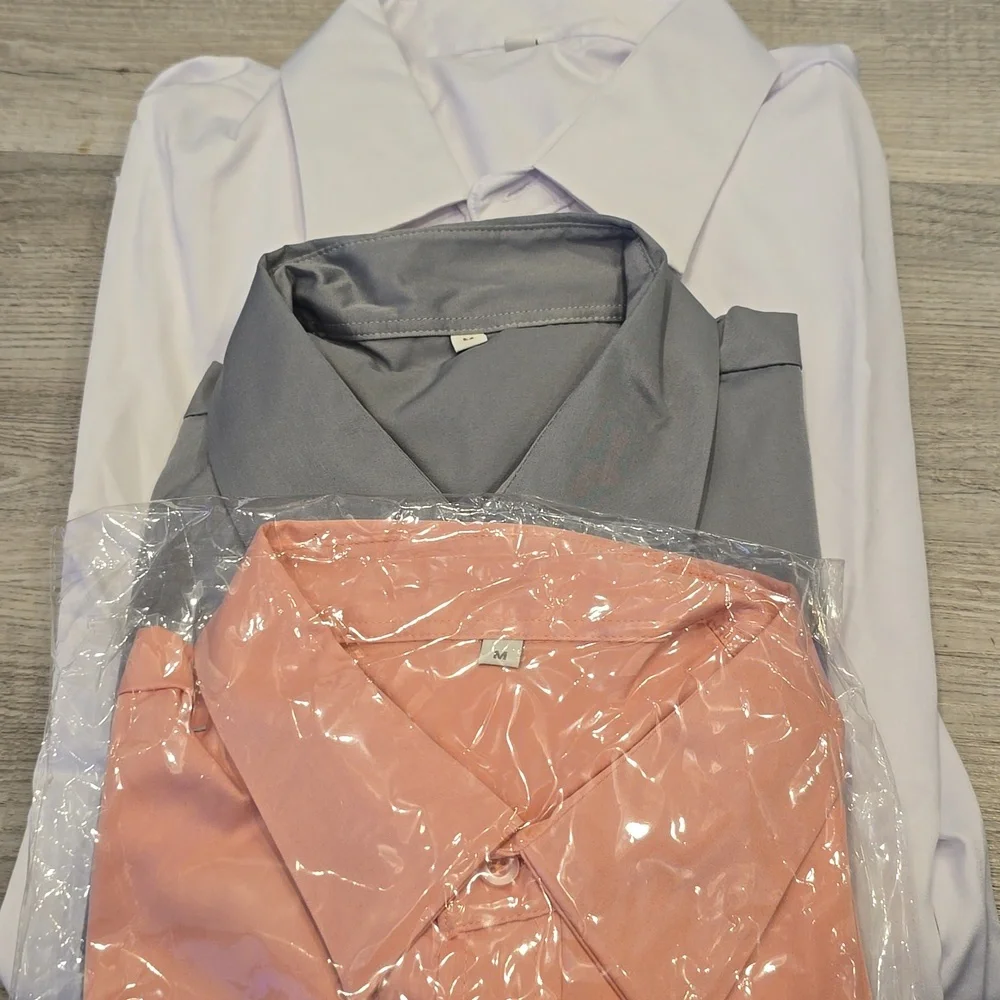 Mens Unique Zip-Up & Button Front Shirt New Pink Gray White LOT 3 Dress Casual - Picture 7 of 12